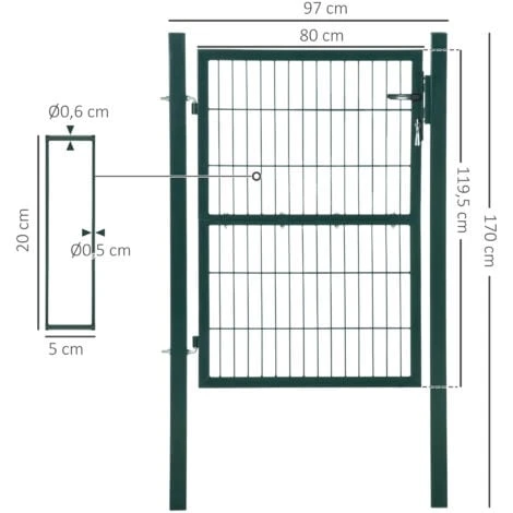 HOMCOM Gartentor Aus Stahl 97 X 170 Cm 5 HOMCOM Gartentor Aus Stahl 97 X 170 Cm – Bild 3