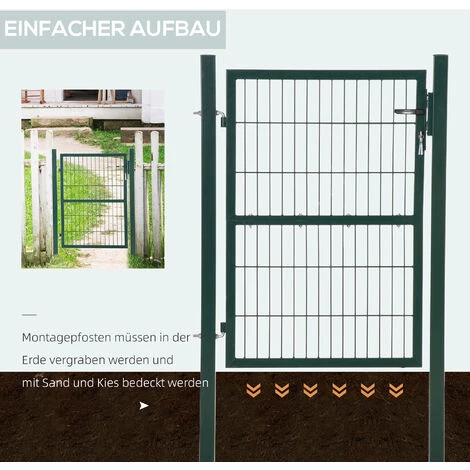 HOMCOM Gartentor Aus Stahl 97 X 170 Cm 6 HOMCOM Gartentor Aus Stahl 97 X 170 Cm – Bild 4