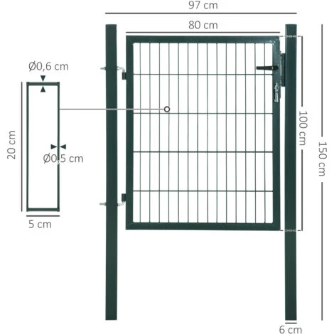 HOMCOM Gartentor Aus Stahl 97 X 150 Cm 5 HOMCOM Gartentor Aus Stahl 97 X 150 Cm – Bild 3
