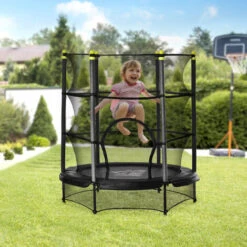 HOMCOM Trampolin Für Kinder Ø140 Cm Fitness-Trampolin Mit Sicherheitsnetz Randabdeckung Gummiseil Gepolstert Indoor Outdoor Springen Gartentrampolin Stahl Schwarz Bis 45 Kg 9 HOMCOM Trampolin Für Kinder Ø140 Cm Fitness-Trampolin Mit Sicherheitsnetz Randabdeckung Gummiseil Gepolstert Indoor Outdoor Springen Gartentrampolin Stahl Schwarz Bis 45 Kg -Homcom 53831459 3