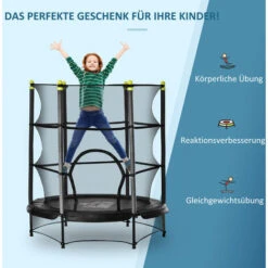 HOMCOM Trampolin Für Kinder Ø140 Cm Fitness-Trampolin Mit Sicherheitsnetz Randabdeckung Gummiseil Gepolstert Indoor Outdoor Springen Gartentrampolin Stahl Schwarz Bis 45 Kg 10 HOMCOM Trampolin Für Kinder Ø140 Cm Fitness-Trampolin Mit Sicherheitsnetz Randabdeckung Gummiseil Gepolstert Indoor Outdoor Springen Gartentrampolin Stahl Schwarz Bis 45 Kg -Homcom 53831459 4
