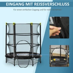 HOMCOM Trampolin Für Kinder Ø140 Cm Fitness-Trampolin Mit Sicherheitsnetz Randabdeckung Gummiseil Gepolstert Indoor Outdoor Springen Gartentrampolin Stahl Schwarz Bis 45 Kg 11 HOMCOM Trampolin Für Kinder Ø140 Cm Fitness-Trampolin Mit Sicherheitsnetz Randabdeckung Gummiseil Gepolstert Indoor Outdoor Springen Gartentrampolin Stahl Schwarz Bis 45 Kg -Homcom 53831459 5