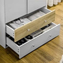 HOMCOM Kleiderschrank, Drehtürenschrank Mit 2 Schubladen, Schrank Mit Türen, Garderobenständer Mit Kippschutz Für Wohnzimmer, Schlafzimmer, Weiß, 80 X 50 X 180cm 19 HOMCOM Kleiderschrank, Drehtürenschrank Mit 2 Schubladen, Schrank Mit Türen, Garderobenständer Mit Kippschutz Für Wohnzimmer, Schlafzimmer, Weiß, 80 X 50 X 180cm -Homcom 557fe0d41b8554506e32fc2947977482