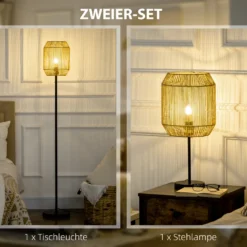 HOMCOM 2er-Stehlampenset Mit 1 Tischleuchte, 1 Stehlampe, Stehleuchte Und Tischlampe Set Mit E27 Sockel, Leinen-Lampenschirm Für Wohnzimmer, Schlafzimmer, Natur 14 HOMCOM 2er-Stehlampenset Mit 1 Tischleuchte, 1 Stehlampe, Stehleuchte Und Tischlampe Set Mit E27 Sockel, Leinen-Lampenschirm Für Wohnzimmer, Schlafzimmer, Natur -Homcom 5650b9955de6b86cdda9d99ae443b284