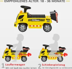 HOMCOM Sitzbagger Für Kinder Rutscherfahrzeug Mit Kippen Eimer Und Schaufel Fuß Rutscherauto Unter Sitz Lagerung Für Baby 18-36 Monaten Metall PP-Kunststoff Gelb 72 X 28,2 X 42 Cm -Homcom 5661d85b2f615433fcd59eb7709a9953