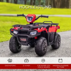 HOMCOM Elektro Kinderquad, Elektro-Quad Mit LED Und Musik, Elektroauto, Kinderfahrzeug Für Kinder Ab 3 Jahren, Kindermotorrad, Schwarz+Rot, 88 X 45 X 50 Cm -Homcom 5707e077d3c9b0681568d239713b6fcc