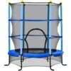 HOMCOM Trampolin Ø163 Cm Gartentrampolin Mini-Trampoline Für Kinder Mit Sicherheitsnetz Randabdeckung Kleinkind-Trampolin Für Drinnen Und Draußen Springen Gummiseil Gepolstert Stahl Blau Bis 45 Kg -Homcom 57766494 1