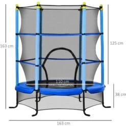 HOMCOM Trampolin Ø163 Cm Gartentrampolin Mini-Trampoline Für Kinder Mit Sicherheitsnetz Randabdeckung Kleinkind-Trampolin Für Drinnen Und Draußen Springen Gummiseil Gepolstert Stahl Blau Bis 45 Kg -Homcom 57766494 3