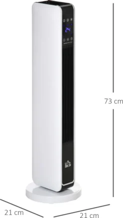 HOMCOM Heizgerät Heizlüfter 2200W Elektroheizer Keramik Heizturm Mit Fernbedienung 8-Stunden-Timer Oszillation Heizer Heizung ABS PA Weiß+Schwarz 21 X 21 X 73 Cm -Homcom 57f0f613f433fb6d71e48202937e6861