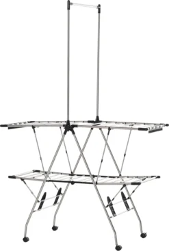 HOMCOM Kleiderständer Wäschetrockner Wäscheständer Standtrockner Zusammenklappbar Großer Trockenraum Edelstahl 138,5x63x208cm