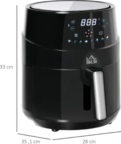 HOMCOM Heißluftfritteuse 4,5 L 1500W Mit 8 Menüs LED-Display Antihaftbeschichteter Fritterkorb Für Gesundes ölfreies Fettarmes Kochen Schwarz 28 X 35,1 X 33 Cm 13 HOMCOM Heißluftfritteuse 4,5 L 1500W Mit 8 Menüs LED-Display Antihaftbeschichteter Fritterkorb Für Gesundes ölfreies Fettarmes Kochen Schwarz 28 X 35,1 X 33 Cm -Homcom 58a910656495378102544a345deb5e39