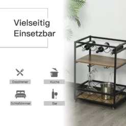 HOMCOM Rollwagen Servierwagen Auf Rollen, Küchenwagen Mit Weinregal Und Glashalter, Mit Bremsen, Metall, 77 X 44,5 X 91 Cm 14 HOMCOM Rollwagen Servierwagen Auf Rollen, Küchenwagen Mit Weinregal Und Glashalter, Mit Bremsen, Metall, 77 X 44,5 X 91 Cm -Homcom 59439137ad3c1d480bc0afe321e1f90e