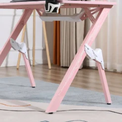 HOMCOM Gaming Tisch Schreibtisch Computertisch Arbeitstisch Möbel Für Büro Wohnzimmer Arbeitszimmer, Modernes Design, MDF Metall 110 X 59 X 75 Cm Rosa+Weiß -Homcom 59674f05d931b5e8dca1a5496cae5767