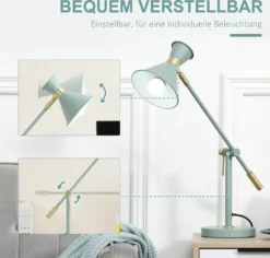 HOMCOM Tischlampe, Verstellbare Schreibtischlampe, 40 W Leselampe Mit E27 Sockel, Nachttischlampe Für Arbeitszimmer, Wohnzimmer, Exkl. Leuchtmittel, Stahl Grün -Homcom 597076d45e2e9cb56df2ec8dcb2dd411