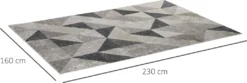 HOMCOM Teppich Im Trenddesign Moderner Teppich Mit Geometrischen Formen Für Wohnzimmer Schlafzimmer Küche Polyester Grau+Schwarz+Weiß 160 X 230 Cm -Homcom 597965331f729a80f7623404b79ee256
