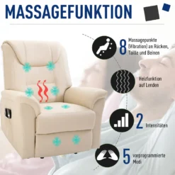 HOMCOM Elektrischer Massage-Liegestuhl Mit Vibrierendemassage Heizfunktion Aufstehhilfe Elektrorollstuhl Fernbedienung Mit Netzkabel Kunstleder Cremeweiß 93 X 95 X 106 Cm 15 HOMCOM Elektrischer Massage-Liegestuhl Mit Vibrierendemassage Heizfunktion Aufstehhilfe Elektrorollstuhl Fernbedienung Mit Netzkabel Kunstleder Cremeweiß 93 X 95 X 106 Cm -Homcom 5a0382b57657af484934abec64287726