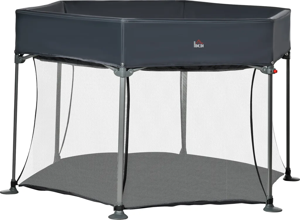 HOMCOM Baby Laufgitter 6 Eckig Zusammenklappbarer Laufstall Absperrgitter Krabbelgitter Reisebett Spielgitter Aktivitätszentrum Für Kinder Schutzgitter Mit Tragetasche Dunkelgrau 134 X 134 X 83 Cm 4 HOMCOM Baby Laufgitter 6 Eckig Zusammenklappbarer Laufstall Absperrgitter Krabbelgitter Reisebett Spielgitter Aktivitätszentrum Für Kinder Schutzgitter Mit Tragetasche Dunkelgrau 134 X 134 X 83 Cm – Bild 2