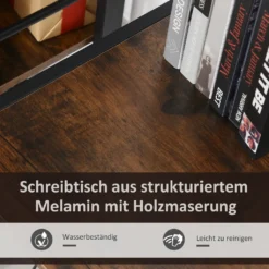 HOMCOM Computertisch, Eckschreibtisch, Schreibtisch, Bürotisch, Spanplatte+Metall, Vintagebraun-Schwarz, 155 X 115 X 91,5 Cm -Homcom 5a6297441d928b9dd34ad4883f96df6a