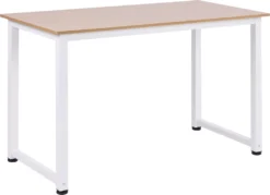 HOMCOM Schreibtisch Küchentisch Computertisch Arbeitstisch PC-Tisch Bürotisch Arbeitstisch Für Zuhause MDF Weiß 120 X 60 X 76 Cm