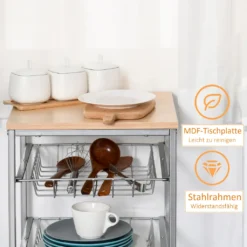 HOMCOM Servierwagen, Küchenwagen Mit Metallkörben, Küchentrolley, Beistellwagen, Silber, 36,5 X 36,5 X 89 Cm -Homcom 5d924da367472f77b8acbbe51276c7e3