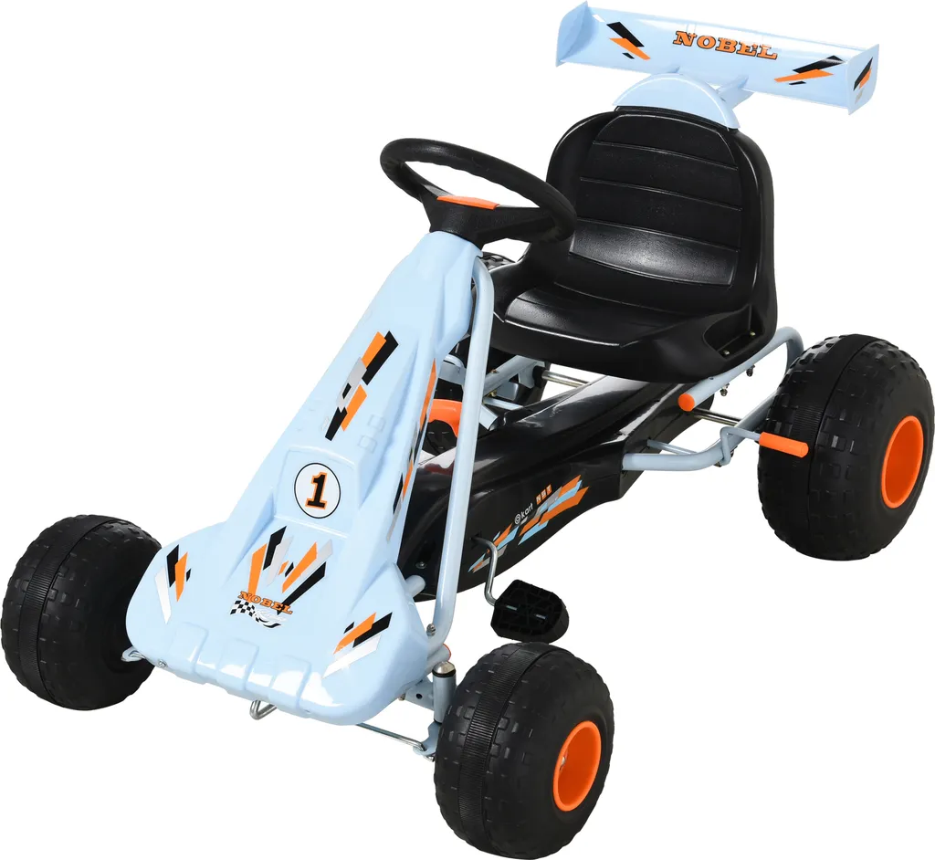 HOMCOM Go Kart Kinderfahrzeug Tretauto Mit Pedal Bremsen Gokart Mit Verstellbarem Sitz Kinderspielzeug Ab 3 Jahre Stahl Hellblau 97 X 66 X 59 Cm 3 HOMCOM Go Kart Kinderfahrzeug Tretauto Mit Pedal Bremsen Gokart Mit Verstellbarem Sitz Kinderspielzeug Ab 3 Jahre Stahl Hellblau 97 X 66 X 59 Cm