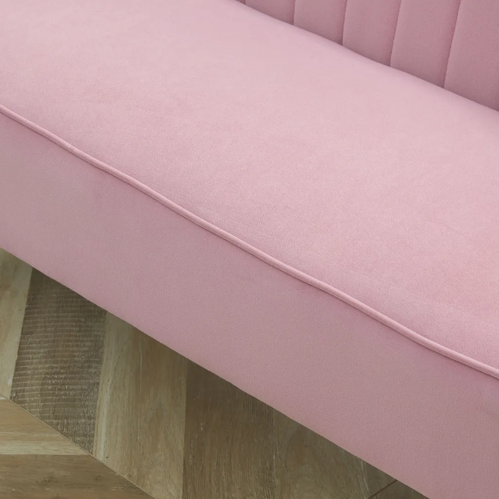 HOMCOM 2-Sitzer Stoffsofa Polstersofa Sitzmöbel Loungesofa Holz Schaumstoff Samtartiges Polyester Rosa 117 X 56,5 X 77 Cm 10 HOMCOM 2-Sitzer Stoffsofa Polstersofa Sitzmöbel Loungesofa Holz Schaumstoff Samtartiges Polyester Rosa 117 X 56,5 X 77 Cm – Bild 8