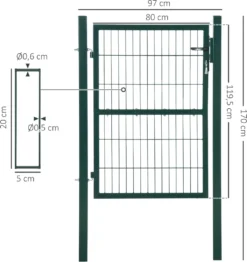 HOMCOM Gartentor Gartentür Zauntor Hoftür Aus Stahl Mit Griff Schloss Und Schlüsseln 97 X 170 Cm Grün 12 HOMCOM Gartentor Gartentür Zauntor Hoftür Aus Stahl Mit Griff Schloss Und Schlüsseln 97 X 170 Cm Grün -Homcom 5e44260b2f6e4025f18683640df2f515