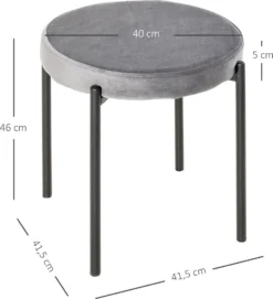 HOMCOM 4er-Set Esszimmerhocker Stapelhocker Küchenhocker Barhocker Velvet-Touch Modern Küche Esszimmer Polyester Stahl Grau 41,5 X 41,5 X 46 Cm -Homcom 5ee4cbf12175bf94aedd8976b9b6d6c0