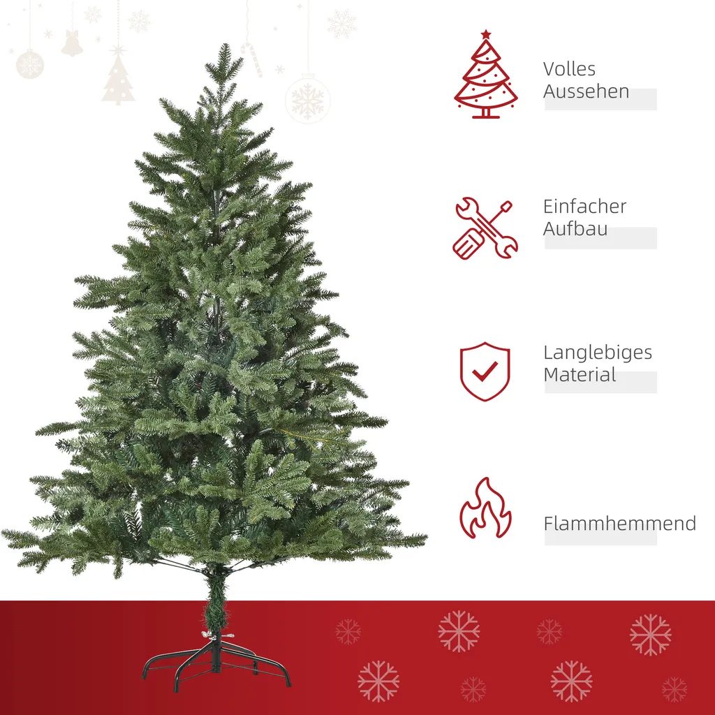 HOMCOM Künstlicher Weihnachtsbaum 1,5 M Christbaum Tannenbaum PVC PE Metall Grün Ø105 X 150 Cm 6 HOMCOM Künstlicher Weihnachtsbaum 1,5 M Christbaum Tannenbaum PVC PE Metall Grün Ø105 X 150 Cm – Bild 4