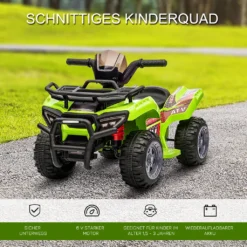 HOMCOM Mini Elektro-Quad Kinder Elektro ATV Kinderwagen Frontlicht Kinderfahrzeug Kindermotorrad Elektroquad Für 18-36 Monate Kinder Metall PP-Kunststoff Grün 70 X 42 X 45 Cm -Homcom 604f5b45bb8ae69f2ad7463f5d2be273