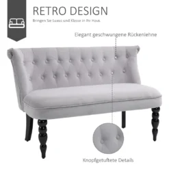HOMCOM 2-Sitzer Couch Stoffsofa Polstersofa Sitzmöbel Loveseat Vintage Holz Grau 120 X 67 X 78 Cm -Homcom 60ba00832a88e3e8be9bfee72fb319b0