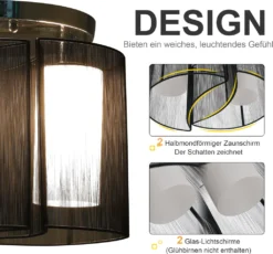 HOMCOM Deckenlampe Vintage Deckenleuchte 2 Flammig Deckenlicht Lampe 2 X E27-Fassung Schwarz Ø47,5 X 33H Cm (Ohne Glühbirnen) -Homcom 612a6085df0bc44690c01bd50a8447c3