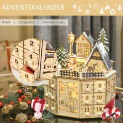 HOMCOM Weihnachts-Adventskalender Mit 24 Zugkästen Weihnachtskalender Mit LED-Lichtern Adventskalenderbox Sperrholz-Platte Naturholz 25 X 20 X 29 Cm 13 HOMCOM Weihnachts-Adventskalender Mit 24 Zugkästen Weihnachtskalender Mit LED-Lichtern Adventskalenderbox Sperrholz-Platte Naturholz 25 X 20 X 29 Cm -Homcom 61fc226effec62ed6654ae567f07939a