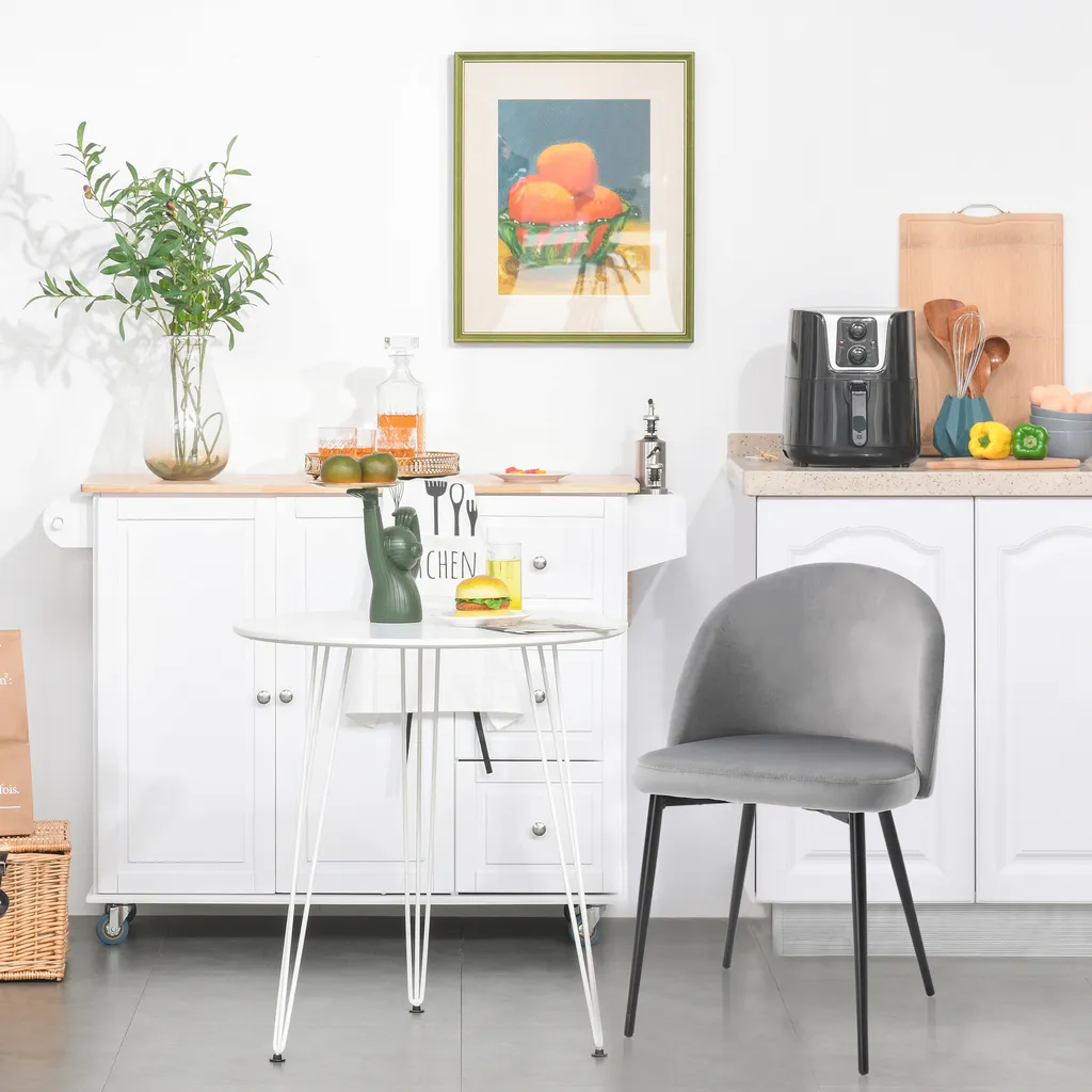 HOMCOM 2er-Set Esszimmerstühle Küchenstühle Polsterstuhl Design Stuhl Mit Rückenlehne Polstersessel Kunstwildleder Sessel Samt Metallbeine Grau 49x50x77cm 4 HOMCOM 2er-Set Esszimmerstühle Küchenstühle Polsterstuhl Design Stuhl Mit Rückenlehne Polstersessel Kunstwildleder Sessel Samt Metallbeine Grau 49x50x77cm – Bild 2