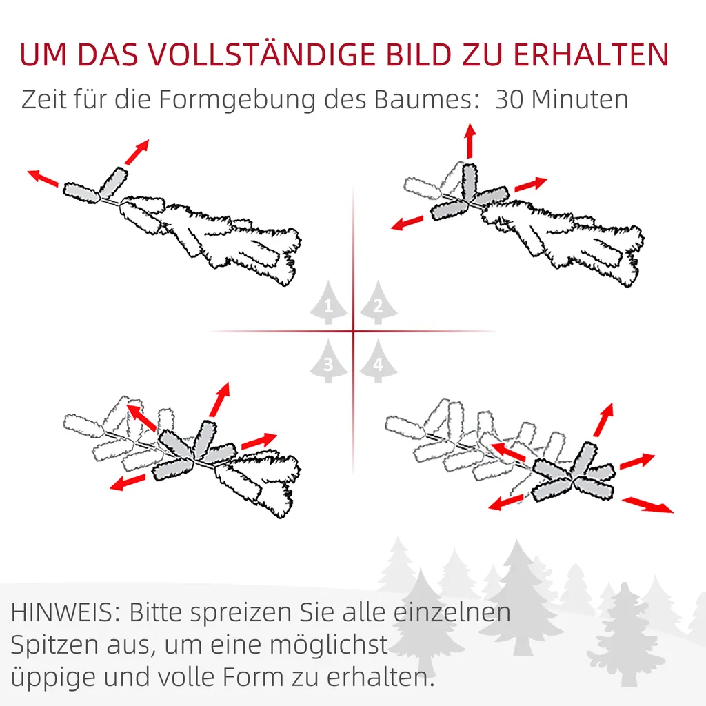 HOMCOM 180 Cm Weihnachtsbaum Mit Standfuß Künstlich Naturgetreu Tannenbaum Mit 586 Astspitzen 240 LED-Leuchten Weiß Lichtfarbe Für Weihnachtsfest PVC Eisen Grün 8 HOMCOM 180 Cm Weihnachtsbaum Mit Standfuß Künstlich Naturgetreu Tannenbaum Mit 586 Astspitzen 240 LED-Leuchten Weiß Lichtfarbe Für Weihnachtsfest PVC Eisen Grün – Bild 6