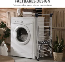 HOMCOM Kleiderständer Wäschetrockner Wäscheständer Standtrockner Zusammenklappbar Großer Trockenraum Edelstahl 138,5x63x208cm 14 HOMCOM Kleiderständer Wäschetrockner Wäscheständer Standtrockner Zusammenklappbar Großer Trockenraum Edelstahl 138,5x63x208cm -Homcom 63d5dad821ca148aa794cc7976cec456