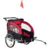 HOMCOM Kinderanhänger Fahrradanhänger Regenschutz Atmungsaktiv Rot+Schwarz Stahlrohr Oxford 155 X 88 X 108 Cm -Homcom 64437552 1