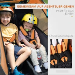 HOMCOM Kinderanhänger Fahrradanhänger Einklappbar Mit Universalkupplung 155 X 88 X 108cm Stahl Orange 10 HOMCOM Kinderanhänger Fahrradanhänger Einklappbar Mit Universalkupplung 155 X 88 X 108cm Stahl Orange -Homcom 64446588 4