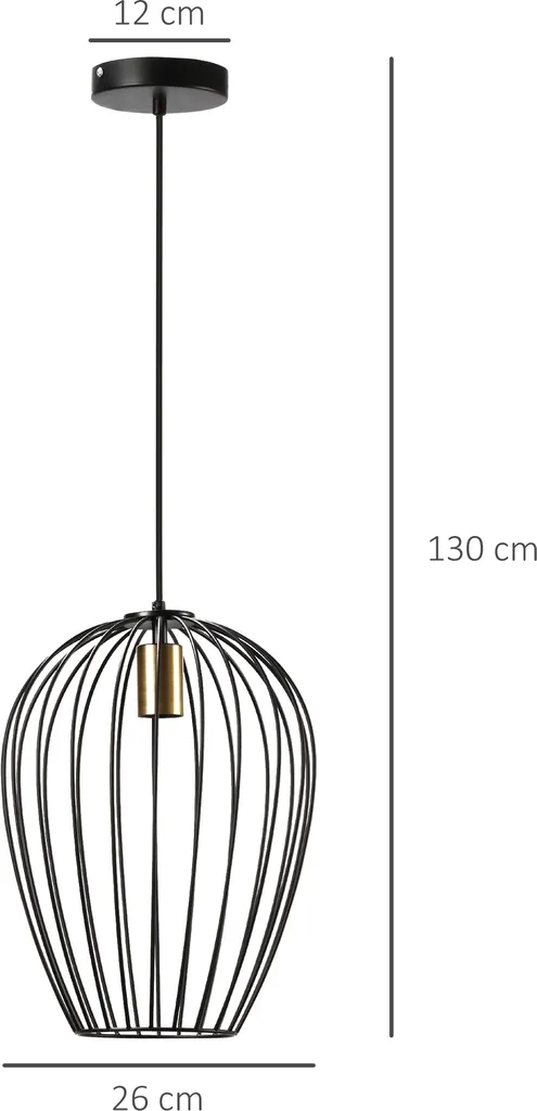 HOMCOM Pendelleuchte Hängeleuchte Hängelampe Modern Pendellampe Für Büro Wohnzimmer Esszimmer Metall Schwarz Ø26 X 130 Cm 8 HOMCOM Pendelleuchte Hängeleuchte Hängelampe Modern Pendellampe Für Büro Wohnzimmer Esszimmer Metall Schwarz Ø26 X 130 Cm – Bild 6