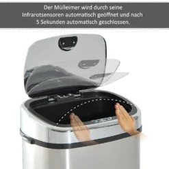 HOMCOM Mülleimer Automatik Mit Sensor Abfalleimer Küche Edelstahl 50/68L Silber (68L) 16 HOMCOM Mülleimer Automatik Mit Sensor Abfalleimer Küche Edelstahl 50/68L Silber (68L) -Homcom 664e8ed9fc943fe5c518538fb053187d