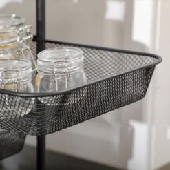 HOMCOM Rollwagen, Küchenwagen Mit 4 Körben, Aufbewahrungsregal Mit Rollen, Haushaltregal, Servierwagen Für Schlafzimmer, Wohnzimmer, Stahl, Schwarz, 41,5 X 31 X 66 Cm -Homcom 67adf62c055d84e541be240c64d209bc