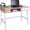 HOMCOM Schreibtisch Computertisch Bürotisch Arbeitstisch PC Tisch Vielseitig Verwendbar Mit Sechs Ablagefächern Schublade Breite Tischplatte Für Arbeitszimmer Büro Und Wohheim Natur 100 X 55 X 81,5 Cm