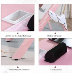HOMCOM Gaming Tisch Schreibtisch Computertisch Arbeitstisch Möbel Für Büro Wohnzimmer Arbeitszimmer, Modernes Design, MDF Metall 110 X 59 X 75 Cm Rosa+Weiß -Homcom 68ffcb007aa6119f635a426450b9b74c