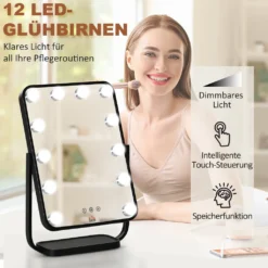 HOMCOM Schminkspiegel Hollywood Makeup Spiegel Mit 12 Dimmer-LED-Leuchten 3 Lichtfarben Kosmetikspiegel Touch-Steuerung 12W Für Schlafzimmer 32,8 X 11 X 47,4 Cm 13 HOMCOM Schminkspiegel Hollywood Makeup Spiegel Mit 12 Dimmer-LED-Leuchten 3 Lichtfarben Kosmetikspiegel Touch-Steuerung 12W Für Schlafzimmer 32,8 X 11 X 47,4 Cm -Homcom 691a769e916a53847c2034762499ae1f