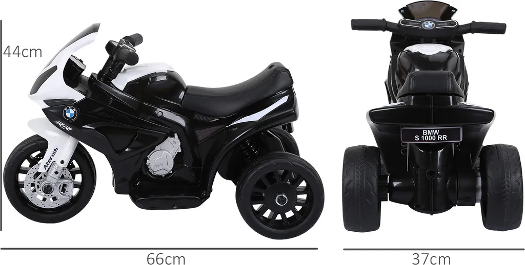 HOMCOM Elektro Kindermotorrad Kinderfahrzeug Lizensiert Von BMW S1000RR Elektro-Dreirad Mit Akku Stahl Schwarz 66 X 37 X 44 Cm 5 HOMCOM Elektro Kindermotorrad Kinderfahrzeug Lizensiert Von BMW S1000RR Elektro-Dreirad Mit Akku Stahl Schwarz 66 X 37 X 44 Cm – Bild 3