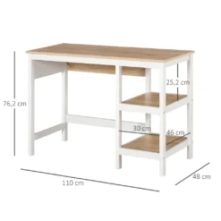 HOMCOM Schreibtisch Mit 2 Ebenen Regal, Computertisch, Bürotisch, MDF, Natur+Weiß, 110 X 48 X 76,2 Cm 16 HOMCOM Schreibtisch Mit 2 Ebenen Regal, Computertisch, Bürotisch, MDF, Natur+Weiß, 110 X 48 X 76,2 Cm -Homcom 6b954361131abbf23de0c09e0e82114d