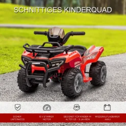 HOMCOM Mini Elektro-Quad Kinder Elektro ATV Kinderwagen Frontlicht Kinderfahrzeug Kindermotorrad Elektroquad Für 18-36 Monate Kinder Metall PP-Kunststoff Rot 70 X 42 X 45 Cm -Homcom 6c584b1eb27a83b7bf2ca85ee295d58c