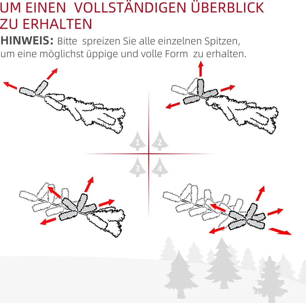 HOMCOM Weihnachtsbaum 1,2 M Christbaum Kunsttanne 130 Zweige Metallfuß PVC Mehrfarbige Lichteffekte Ø66 X 120H Cm 9 HOMCOM Weihnachtsbaum 1,2 M Christbaum Kunsttanne 130 Zweige Metallfuß PVC Mehrfarbige Lichteffekte Ø66 X 120H Cm – Bild 7