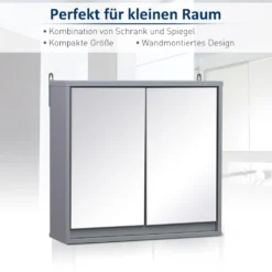 HOMCOM Spiegelschrank Badschrank Hängeschrank Badmöbel Wandschrank Mehrzweckschrank Holz Grau 48 X 14,5 X 45 Cm -Homcom 6ff434d23b98f17706d1cf5a53607119