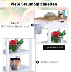 HOMCOM Servierwagen, Küchenwagen Mit Handtuchhalter, Küchentrolley, Beistellwagen Mit Schublade, Weiß, 64 X 39 X 84,5 Cm 12 HOMCOM Servierwagen, Küchenwagen Mit Handtuchhalter, Küchentrolley, Beistellwagen Mit Schublade, Weiß, 64 X 39 X 84,5 Cm -Homcom 707b4dfa26e59f81ebfaf833bb54933d
